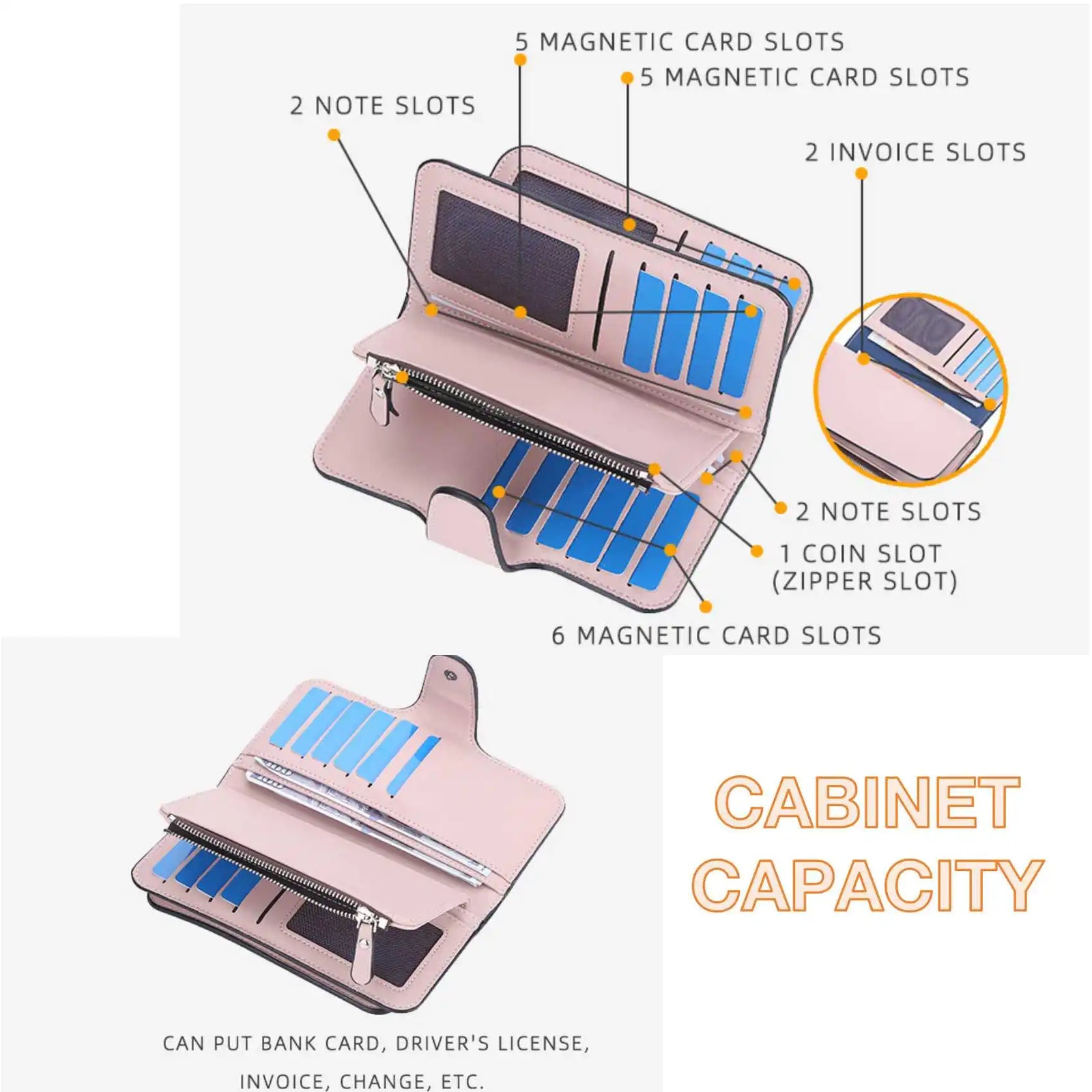 Large Capacity Women Long Leather Wallet