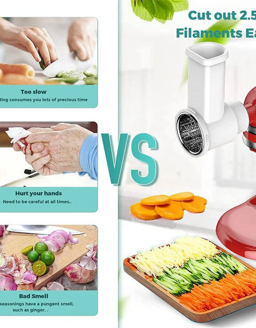 Load image into Gallery viewer, Slicer Shredder Attachments, Fresh Prep Vegetable Slicer for Kitchenaid Stand Mixer, Salad Maker with Cleaning Brush

