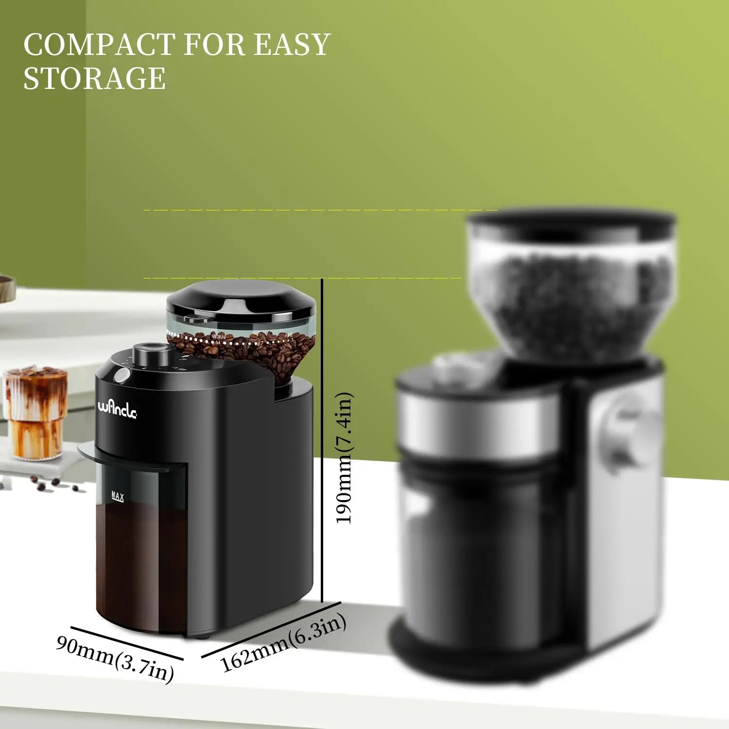 Wancle Automatic Burr Mill Coffee Grinder with 28 Grind Settings Electric Coffee Bean Grinding for Espresso Frech Press 2-12 Cup