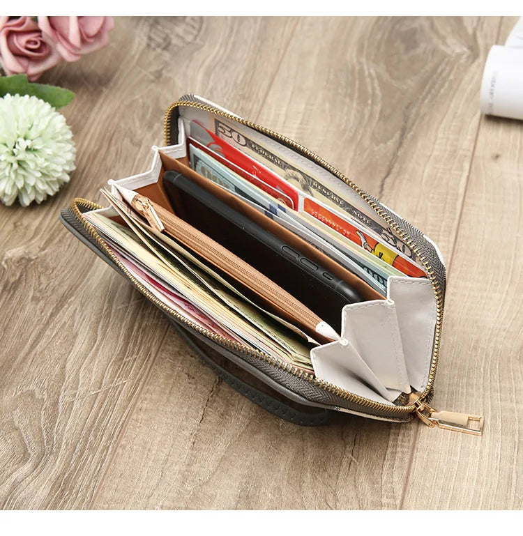 Women's Long Printed Multi Card Holder Large Capacity Wallet