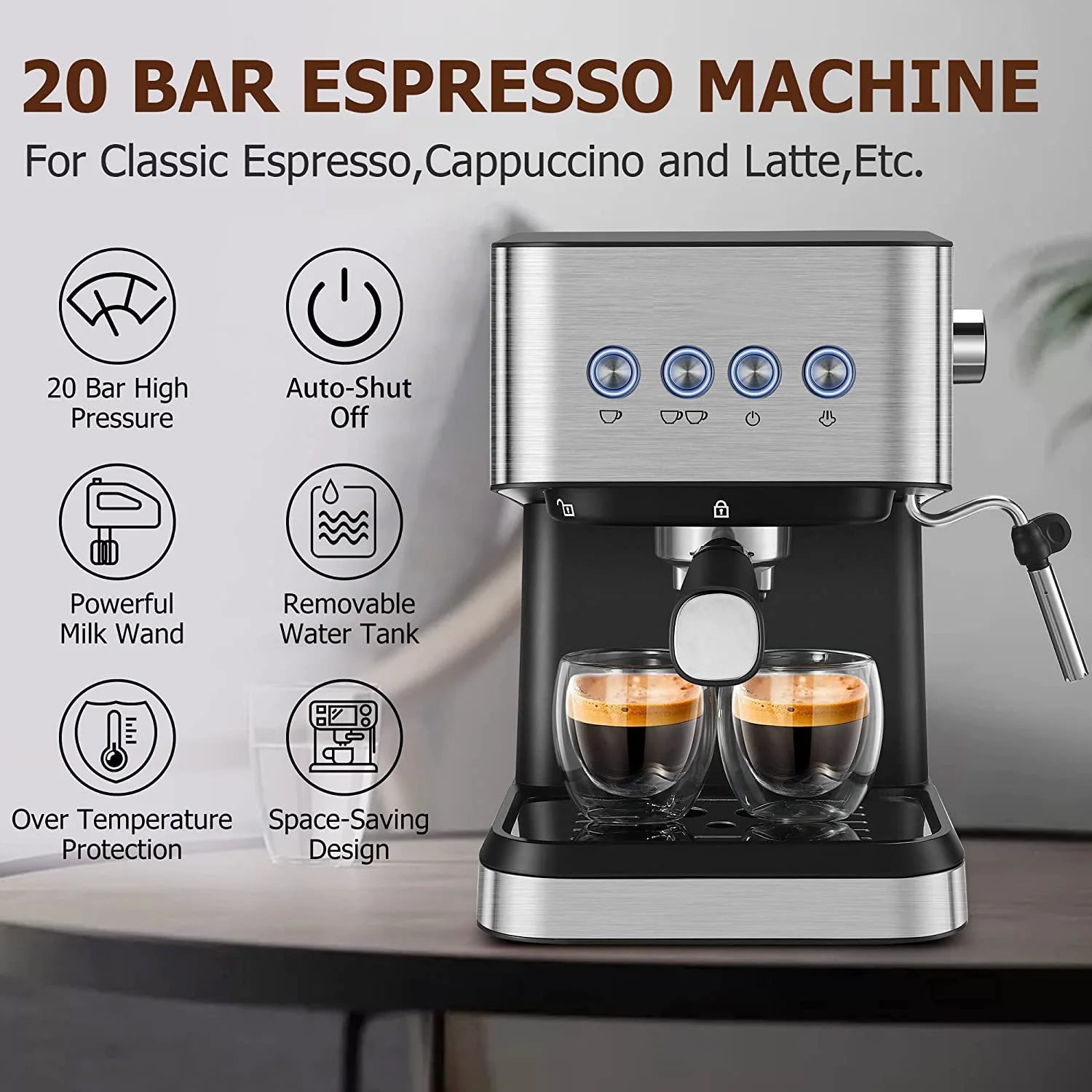 Italian Semi-automatic Concentrated Extraction Milk Foam Household Office Small Coffee Machine