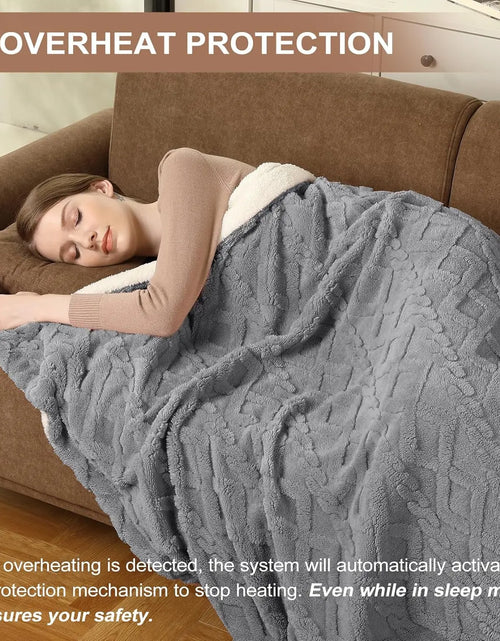 Load image into Gallery viewer, Heated Throw Blanket - Thick Tufted Sherpa Electric Blanket Throw with 10 Heating Levels and 10 Time Settings, Washable 50&quot;×60&quot;
