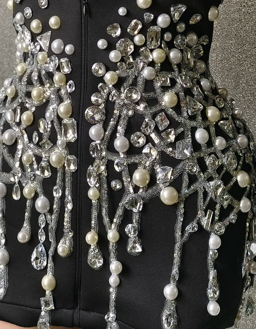 Load image into Gallery viewer, Luxury Rhinestones Mini Cocktail Dress
