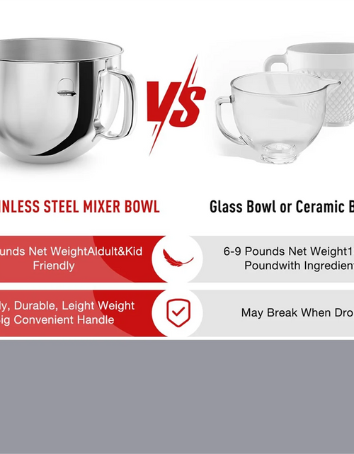 Load image into Gallery viewer, 6QT Stainless Steel Mixer Bowl For Kitchenaid Stand Mixers, Kitchen Aid Mixing Bowl For 6QT Tilt-Head Mixer With Handle
