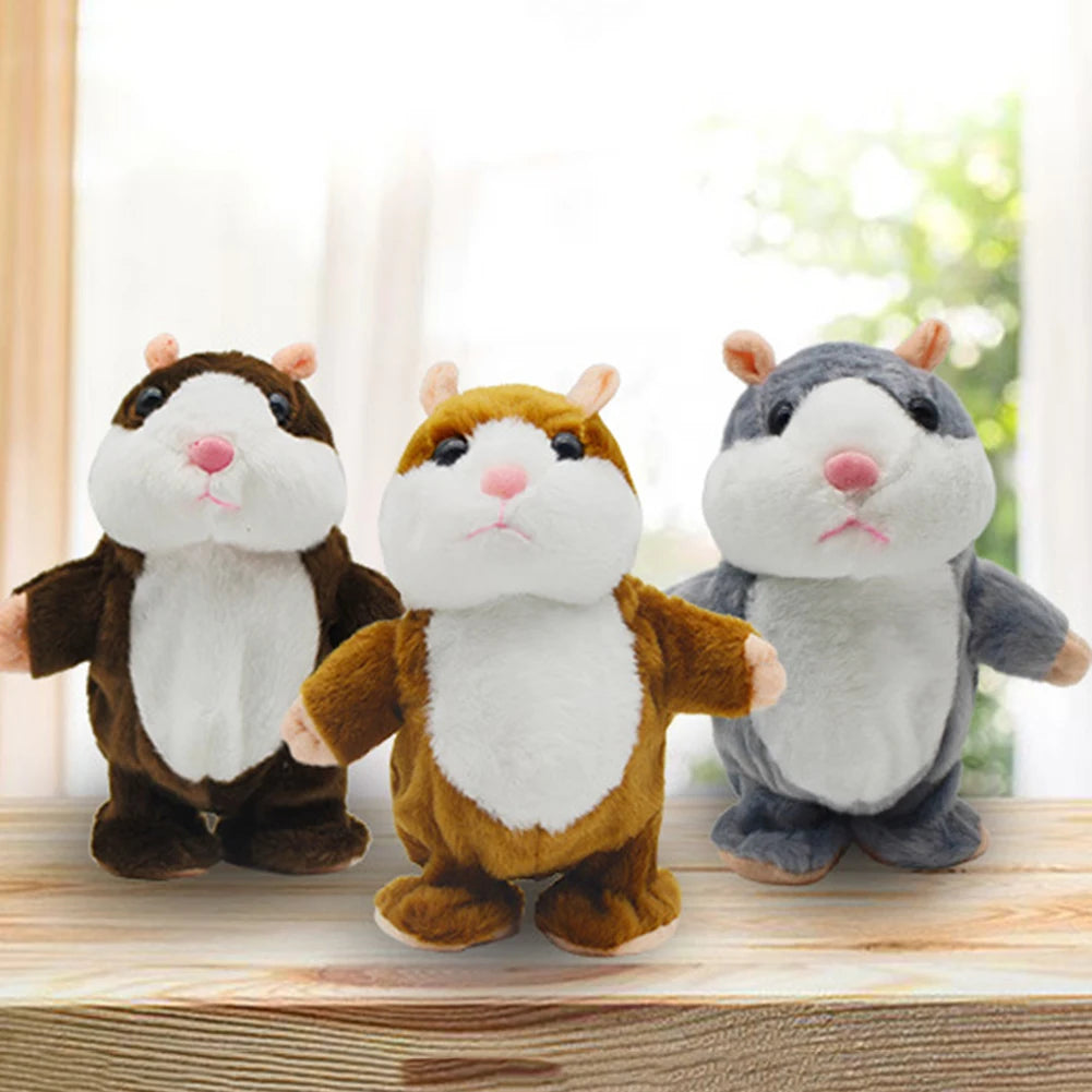 15cm Cute Walking Talking Hamster Plush Animal Doll Funny Sound Record Repeat Voice Changing Educational Toy Pets