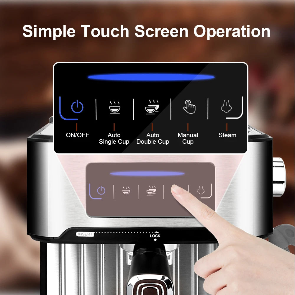 Espresso Coffee Machine Maker Semi-Automatic Pump With Cappuccino Milk Bubble Maker