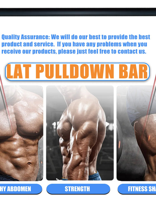 Load image into Gallery viewer, Non-Detachable LAT Pull Down Bar Cable Pulldown Attachments for Gym Straight Bar Resistance Band Bar for Weightlifting Workout

