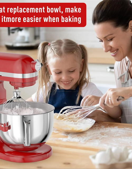 Load image into Gallery viewer, 6QT Stainless Steel Mixer Bowl For Kitchenaid Stand Mixers, Kitchen Aid Mixing Bowl For 6QT Tilt-Head Mixer With Handle
