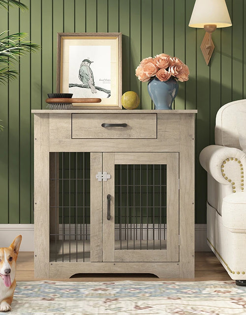 Load image into Gallery viewer, Furniture Style Dog Crate End Table with Drawer, Pet Kennels with Double Doors, Dog House Indoor Use,29.9&#39;&#39;x24.8&#39;&#39;x30.71&#39;&#39;
