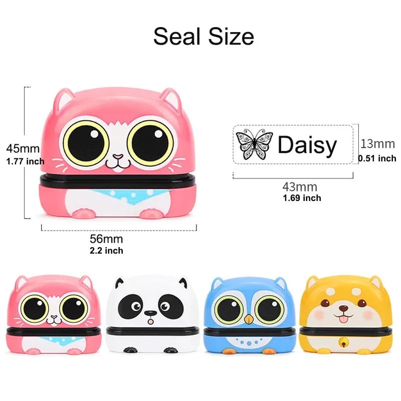 Yellow/Blue/Pink/White Stamp Custom Name Seals for Students Stationery Kindergarten Clothing Engraved Waterproof Non-fading