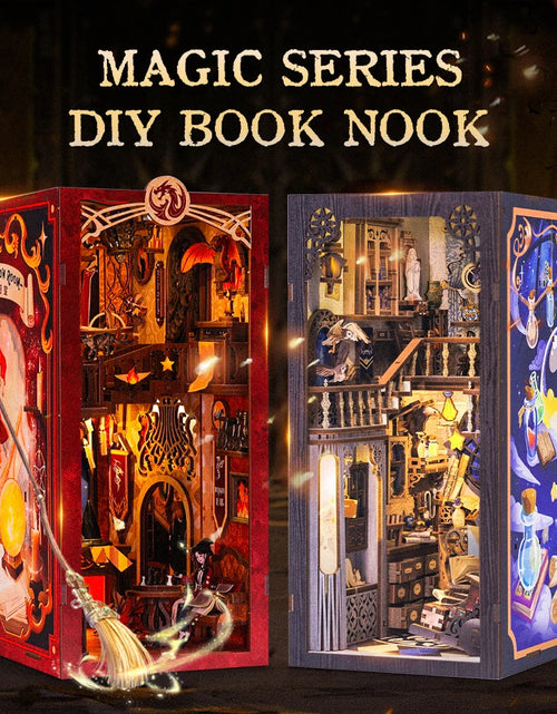 Load image into Gallery viewer, CUTEBEE DIY Book Nook Dollhouse 3D Puzzle with Touch Light Dust Cover Magic Series Gift idea Craft Bookshelf Insert Toy for Gift
