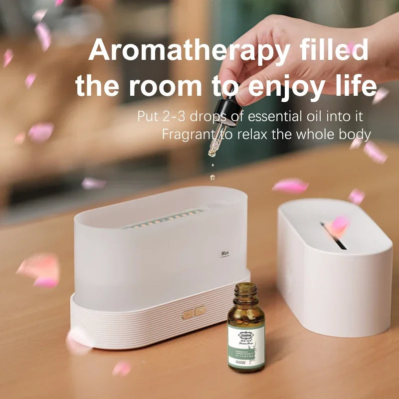 Simulated Flame Aromatherapy Humidifiers 7-Color Light Timing Mute Humidification Essential Oil Diffuser Air purifier