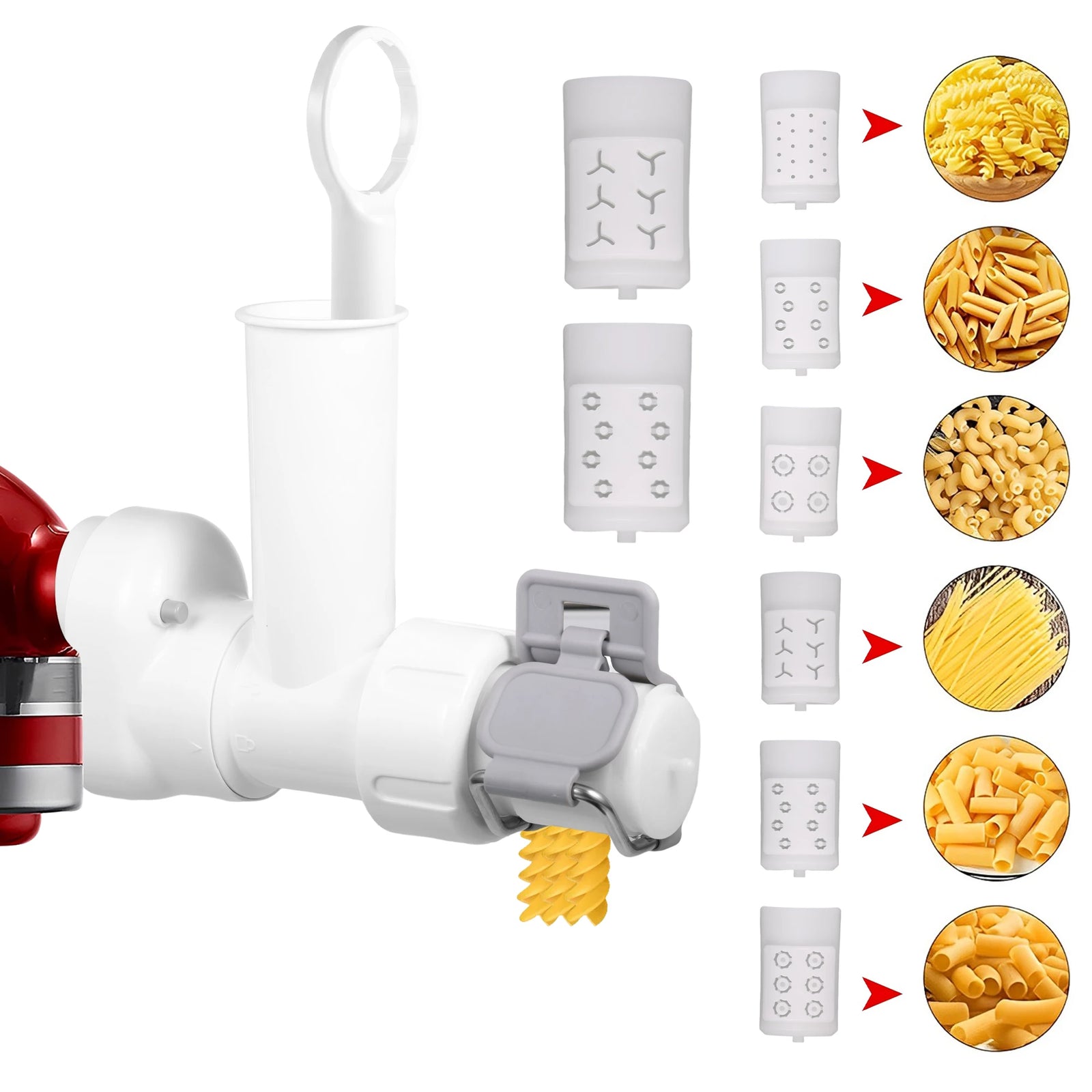 6 in 1 Gourmet Pastas Press Stand Mixer Attachment Home Noodle Tool With 6 Different Shapes Pasta Press Outlet For Kitchenaid