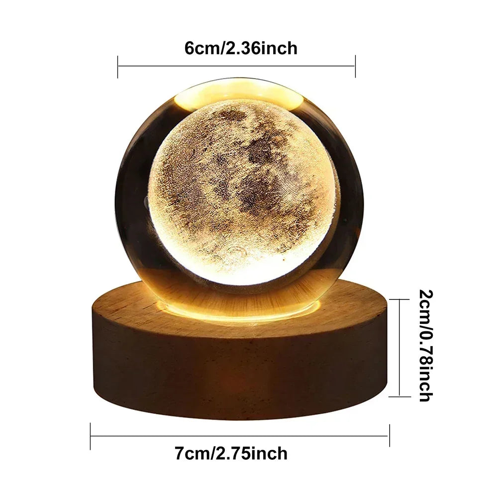 Unique 3D Crystal Ball Lamp with Galaxy and Planetary Projections