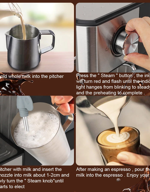 Load image into Gallery viewer, Espresso Coffee Machine Maker Semi-Automatic Pump With Cappuccino Milk Bubble Maker
