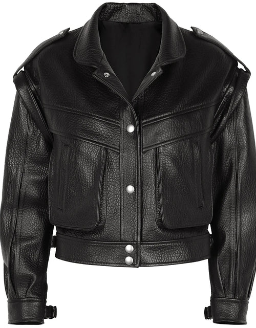Load image into Gallery viewer, Women’s Vintage Long Sleeve Oversized Real Leather Jacket Coat
