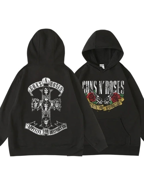 Load image into Gallery viewer, Guns N&#39; Roses We&#39;Re Back Retro Street Style Hoodie For Women O-Neck Pocket Pullover Fleece Hoody Breathable Pullover Woman Hoody

