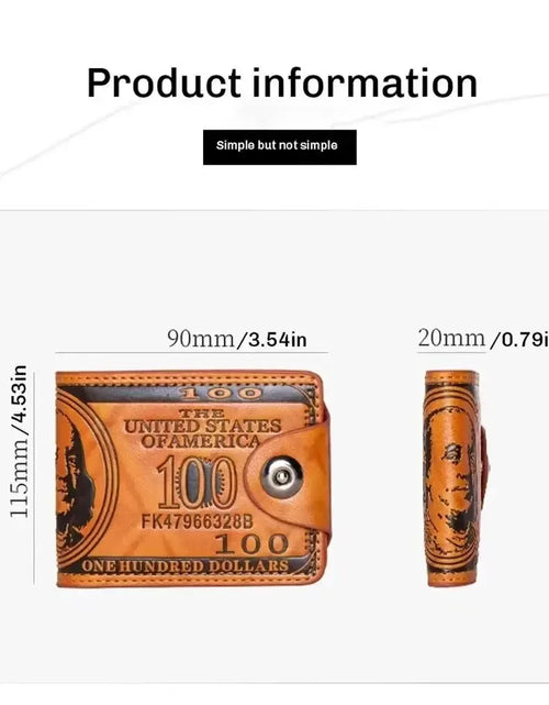 Load image into Gallery viewer, Men&#39;s Leather Wallets With 100 US Dollar Pattern
