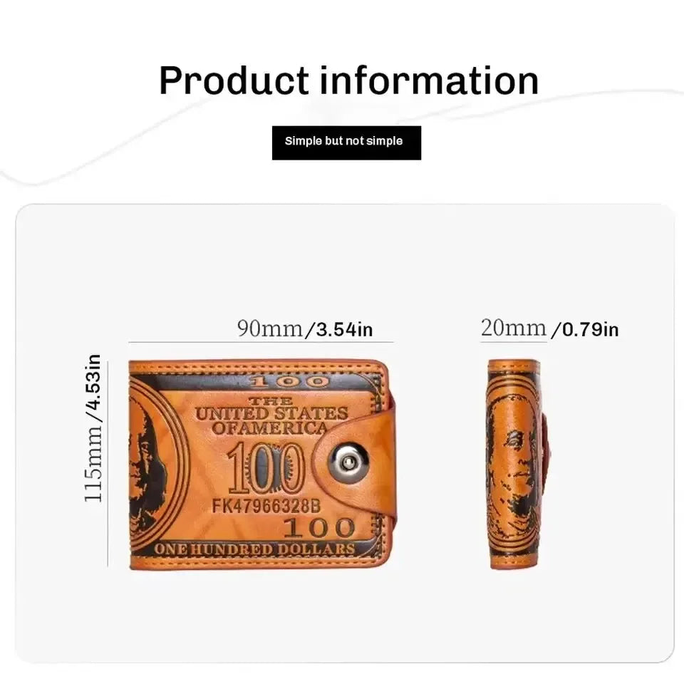 Men's Leather Wallets With 100 US Dollar Pattern