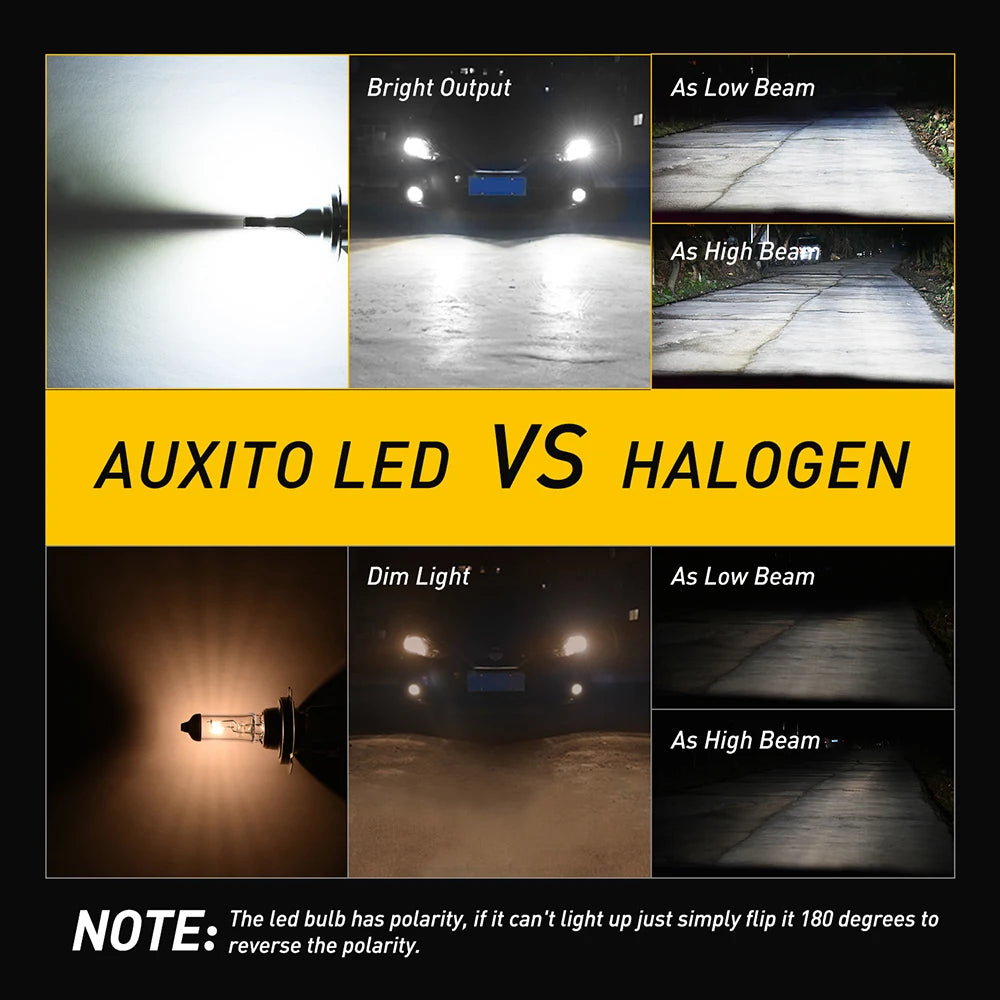 AUXITO H7 9012 HIR2 LED Headlight Bulbs H1 H11 H8 Car LED Bulb 16000Lm CSP Chip HB3 HB4 9005 9006 Auto LED Headlamps 6000K White