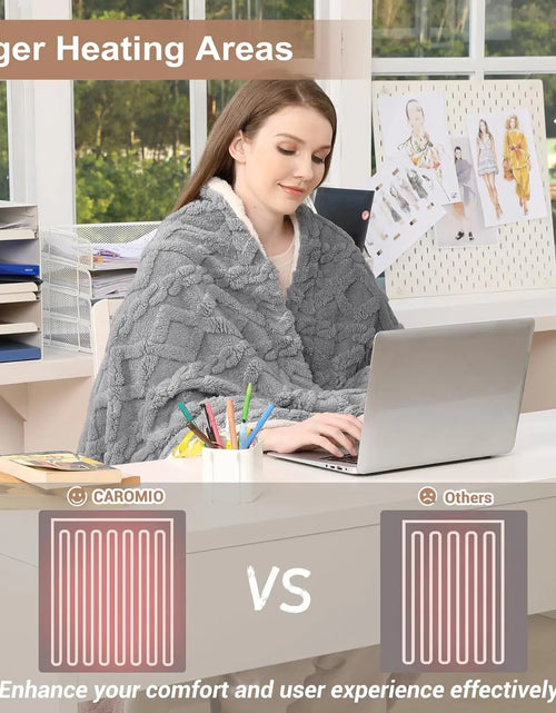 Load image into Gallery viewer, Heated Throw Blanket - Thick Tufted Sherpa Electric Blanket Throw with 10 Heating Levels and 10 Time Settings, Washable 50&quot;×60&quot;
