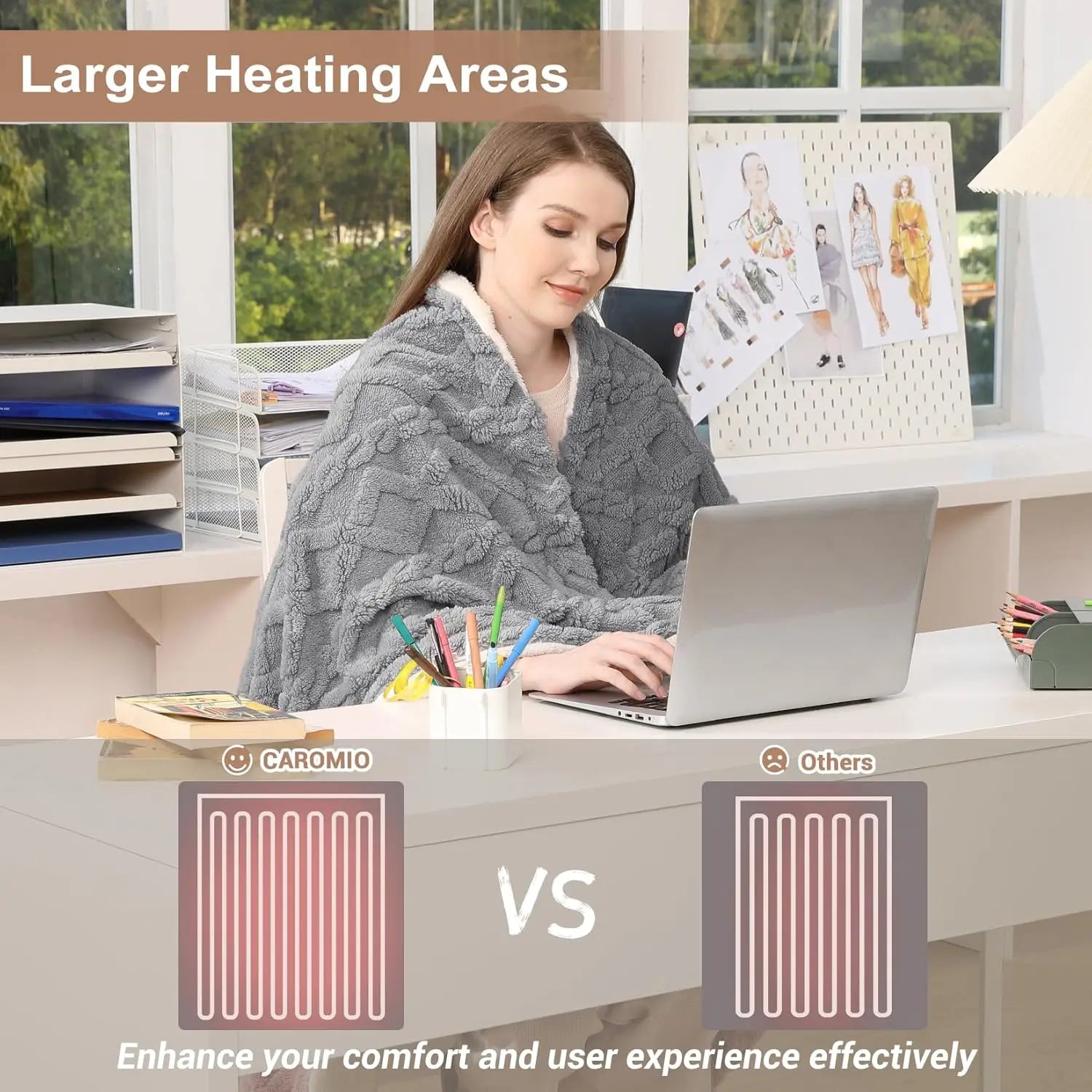 Heated Throw Blanket - Thick Tufted Sherpa Electric Blanket Throw with 10 Heating Levels and 10 Time Settings, Washable 50"×60"