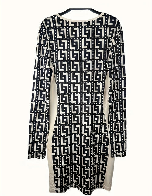 Bild in Galerie-Viewer laden, Kleid mit Wickelarm und geometrischem Diagramm für Damen
