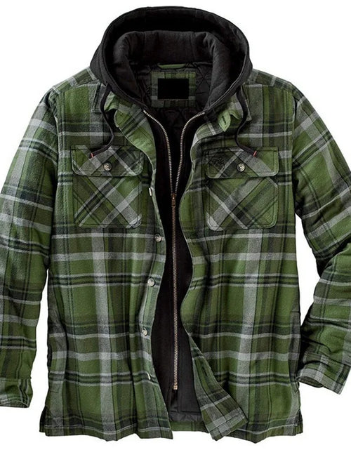 Cargar imagen en el visor de la galería, Chaqueta de trabajo de leñador nueva de otoño e invierno para hombre Chaqueta informal con capucha suelta de algodón cálido y grueso nueva de otoño e invierno
