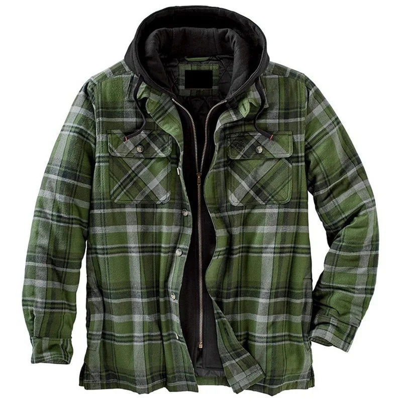 Chaqueta de trabajo de leñador nueva de otoño e invierno para hombre Chaqueta informal con capucha suelta de algodón cálido y grueso nueva de otoño e invierno