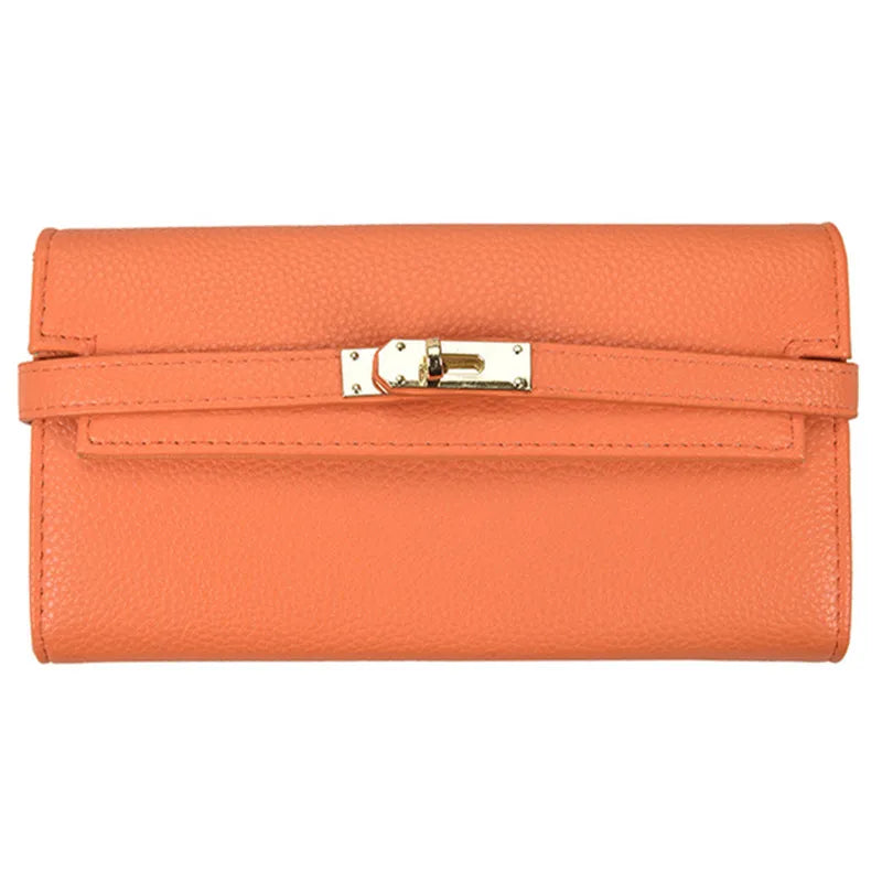 Fashionable  Women's Wallet with Lychee Pattern and Lock Buckle