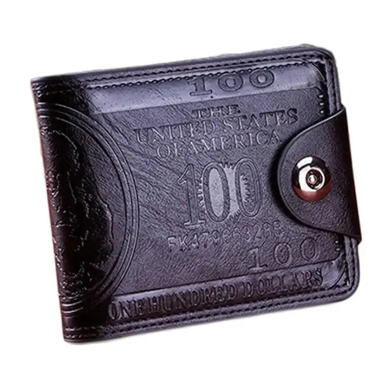 Men's Leather Wallets With 100 US Dollar Pattern