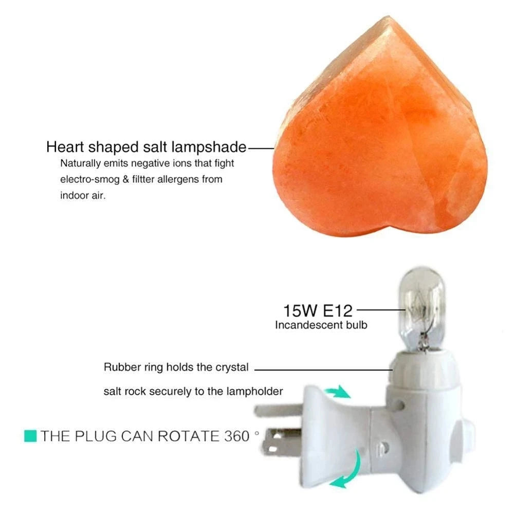 Himalayan Warm White Salt Lamp Natural Crystal Hand Carved Night Light Home Decor Air Purifying with Plug Release Negative Ions
