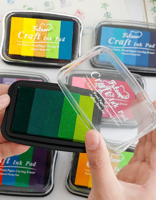 Load image into Gallery viewer, 5-Color Gradient Color Ins Seal Stamp Pad DIY Wedding Finger Painting Garbage Diary Album Creation Ink Pad Big Box
