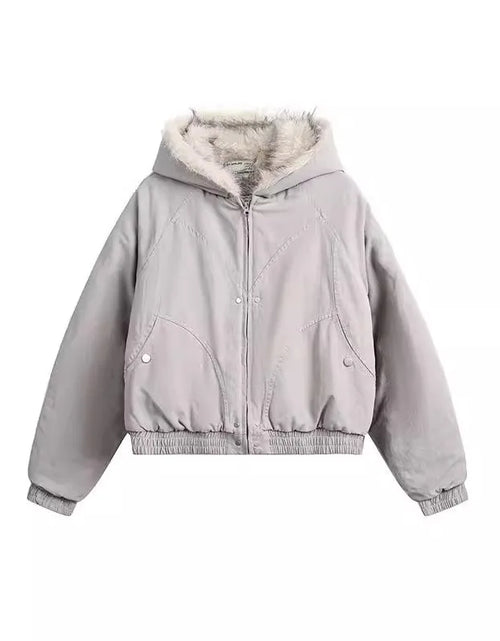 Load image into Gallery viewer, IEFB Thick Men&#39;s Padded Coats Casual Fur Collar Hooded Korean Style Solid Color Fleece Winter Loose Male Jacket Trend New 9C8612
