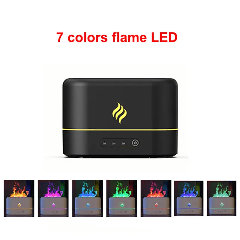 Simulated Flame Aromatherapy Humidifiers 7-Color Light Timing Mute Humidification Essential Oil Diffuser Air purifier