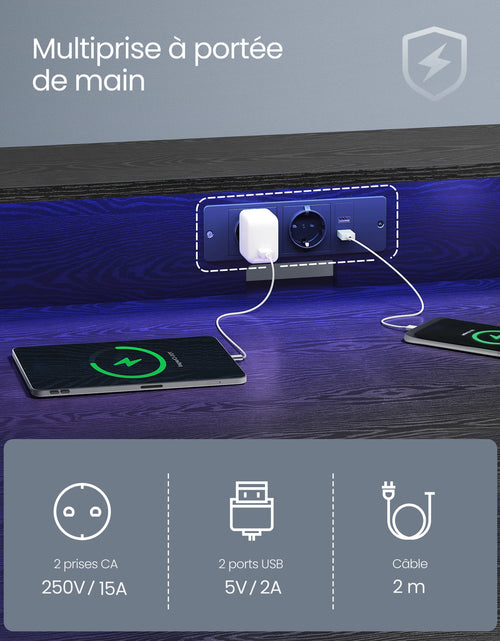Cargar imagen en el visor de la galería, Mesa de juego VASAGLE con iluminación LED, escritorio con regleta de enchufes incorporada, escritorio para computadora, soporte para 2 monitores, dormitorio
