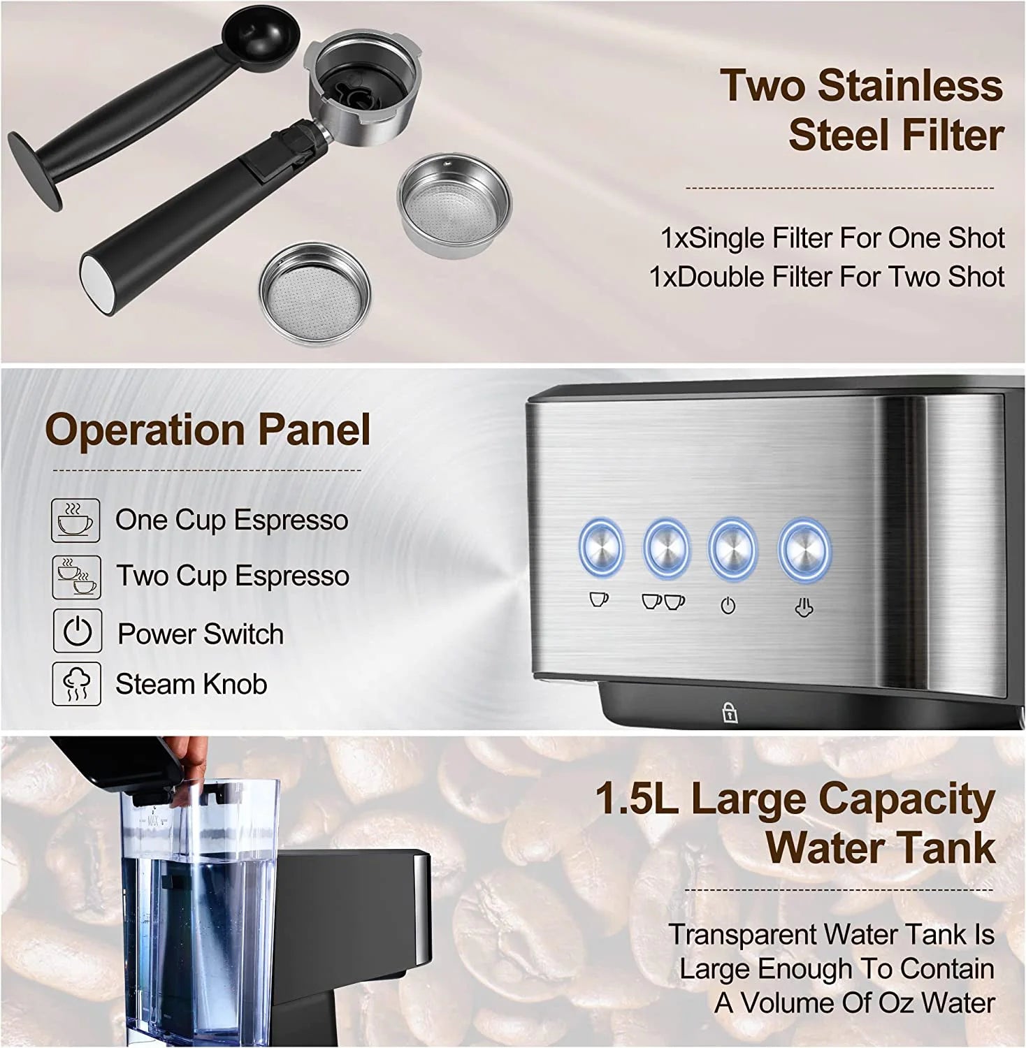 Italian Semi-automatic Concentrated Extraction Milk Foam Household Office Small Coffee Machine