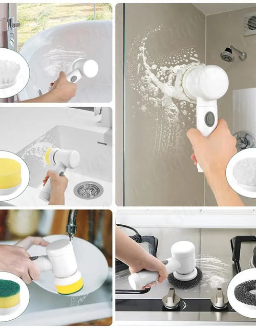 Load image into Gallery viewer, Electric Spin Scrubber Bathroom Cleaning Brush Power Scrubber with 5 Replaceable Brush Heads Electric Cleaning Brush For Kitchen
