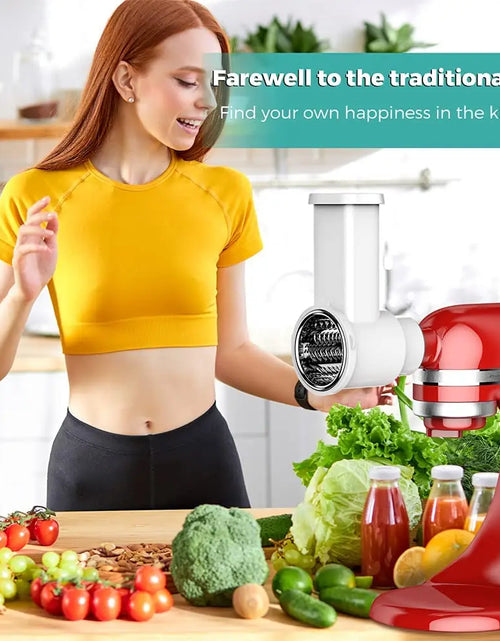 Load image into Gallery viewer, Slicer Shredder Attachments, Fresh Prep Vegetable Slicer for Kitchenaid Stand Mixer, Salad Maker with Cleaning Brush
