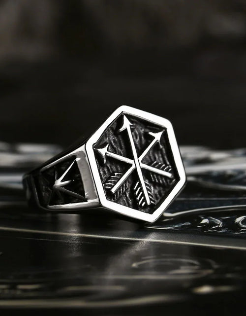 Load image into Gallery viewer, Beier New Store 316L Stainless Steel Viking Cross Compass Runic Pirate Men&#39;s Ring Nautical Fashion Jewelry Dropshipping BR8-108R
