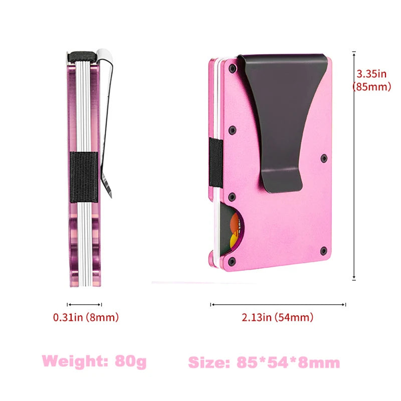 Slim Wallet Men  Front Pocket  Blocking Minimalist Wallet For Men Metal Wallet With Money Clip Mini  Holder ID Credit Card