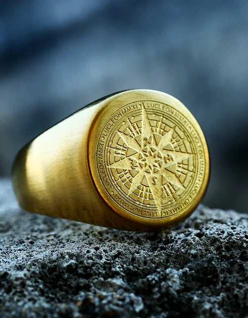 Load image into Gallery viewer, Beier New Store 316L Stainless Steel Viking Cross Compass Runic Pirate Men&#39;s Ring Nautical Fashion Jewelry Dropshipping BR8-108R
