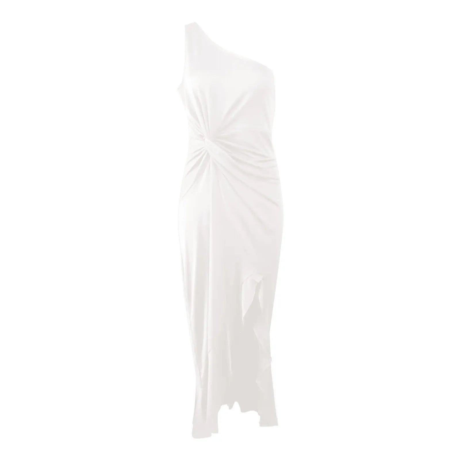 One Shoulder Ruched Ruffle Formal Dress