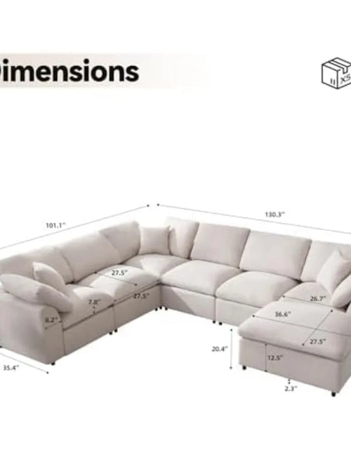 Cargar imagen en el visor de la galería, Sofá modular moderno de gran tamaño con reposapiés abatibles, sofás en forma de L de 7 plazas, sofás cómodos para sala de estar, sofás

