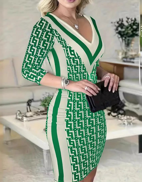 Bild in Galerie-Viewer laden, Kleid mit Wickelarm und geometrischem Diagramm für Damen
