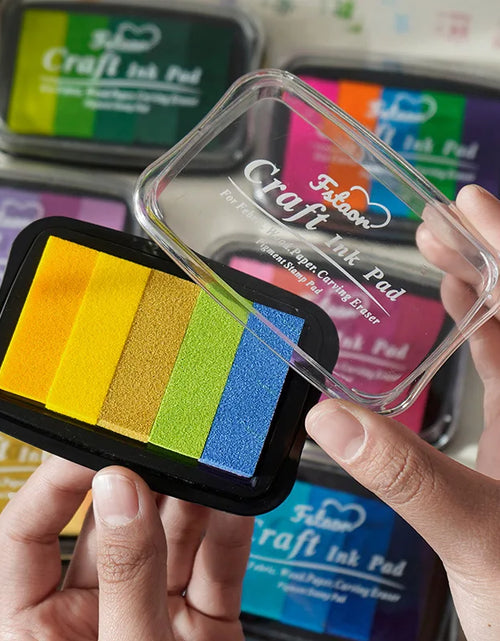 Load image into Gallery viewer, 5-Color Gradient Color Ins Seal Stamp Pad DIY Wedding Finger Painting Garbage Diary Album Creation Ink Pad Big Box
