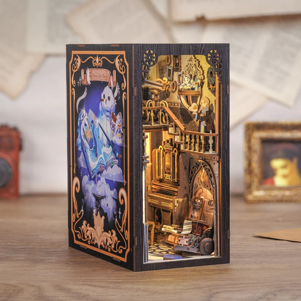 CUTEBEE DIY Book Nook Dollhouse 3D Puzzle with Touch Light Dust Cover Magic Series Gift idea Craft Bookshelf Insert Toy for Gift