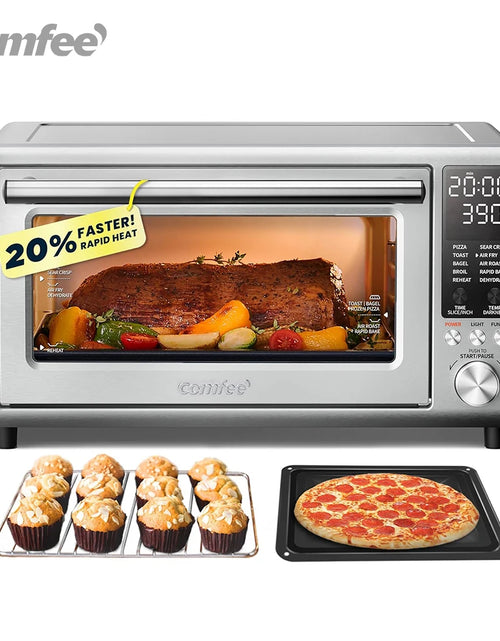 Bild in Galerie-Viewer laden, COMFEE‘ Toasterofen, Heißluftfritteuse, FLASHWAVE™, ultraschnelle Aufheiztechnologie, Konvektions-Toasterofen für die Arbeitsplatte mit Backen, Grillen, Braten
