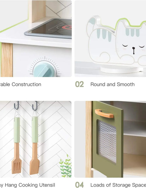 Load image into Gallery viewer, Robotime Robud Kitchen Playset Realistic Pretend Play Kitchen Montessori Wooden Play Kitchen Toy Kitchen Set for Kids Girls Boys
