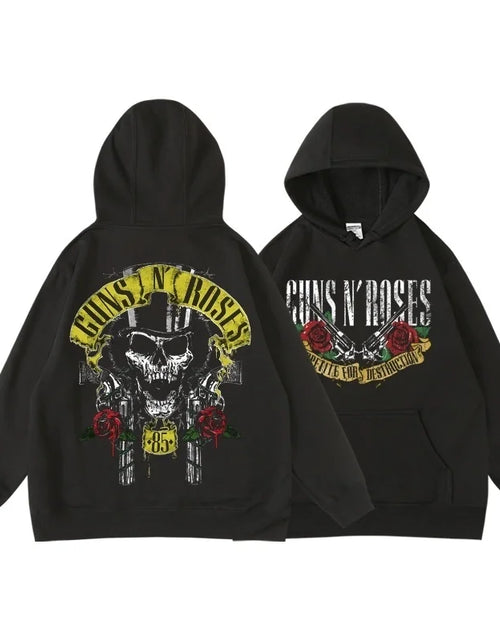 Load image into Gallery viewer, Guns N&#39; Roses We&#39;Re Back Retro Street Style Hoodie For Women O-Neck Pocket Pullover Fleece Hoody Breathable Pullover Woman Hoody

